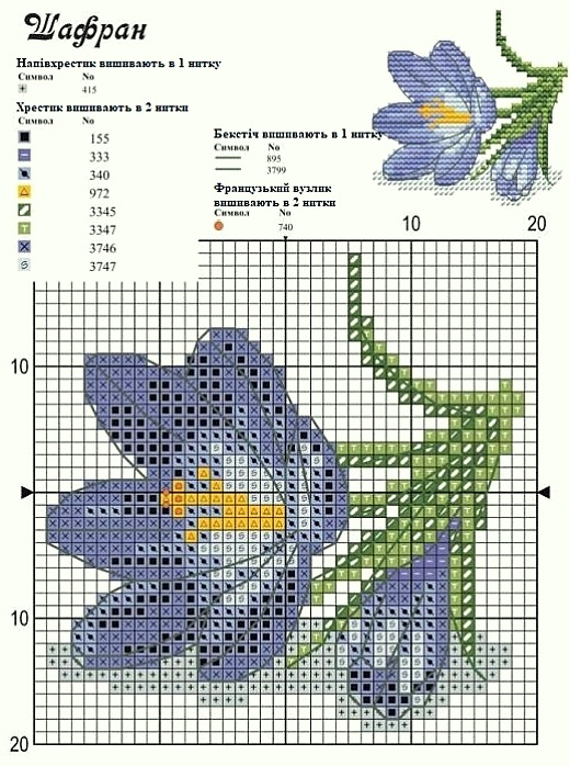 Схеми квітів хрестиком
